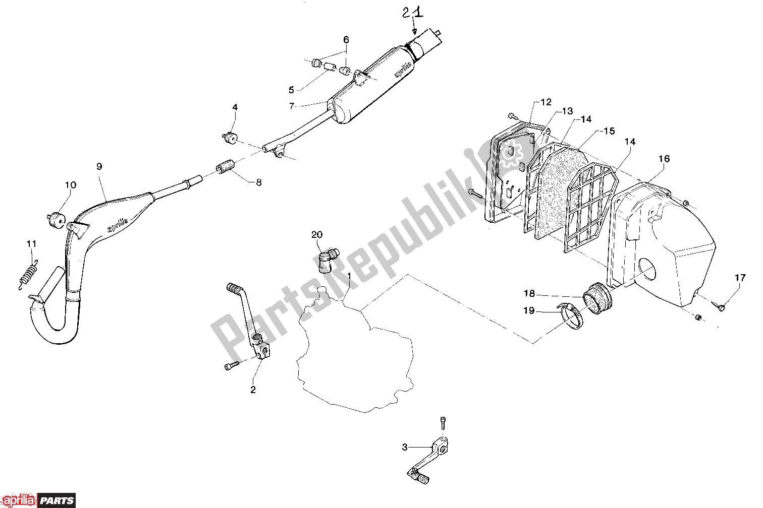 Tutte le parti per il Exhaust del Aprilia ET / Tuareg 208 50 1987