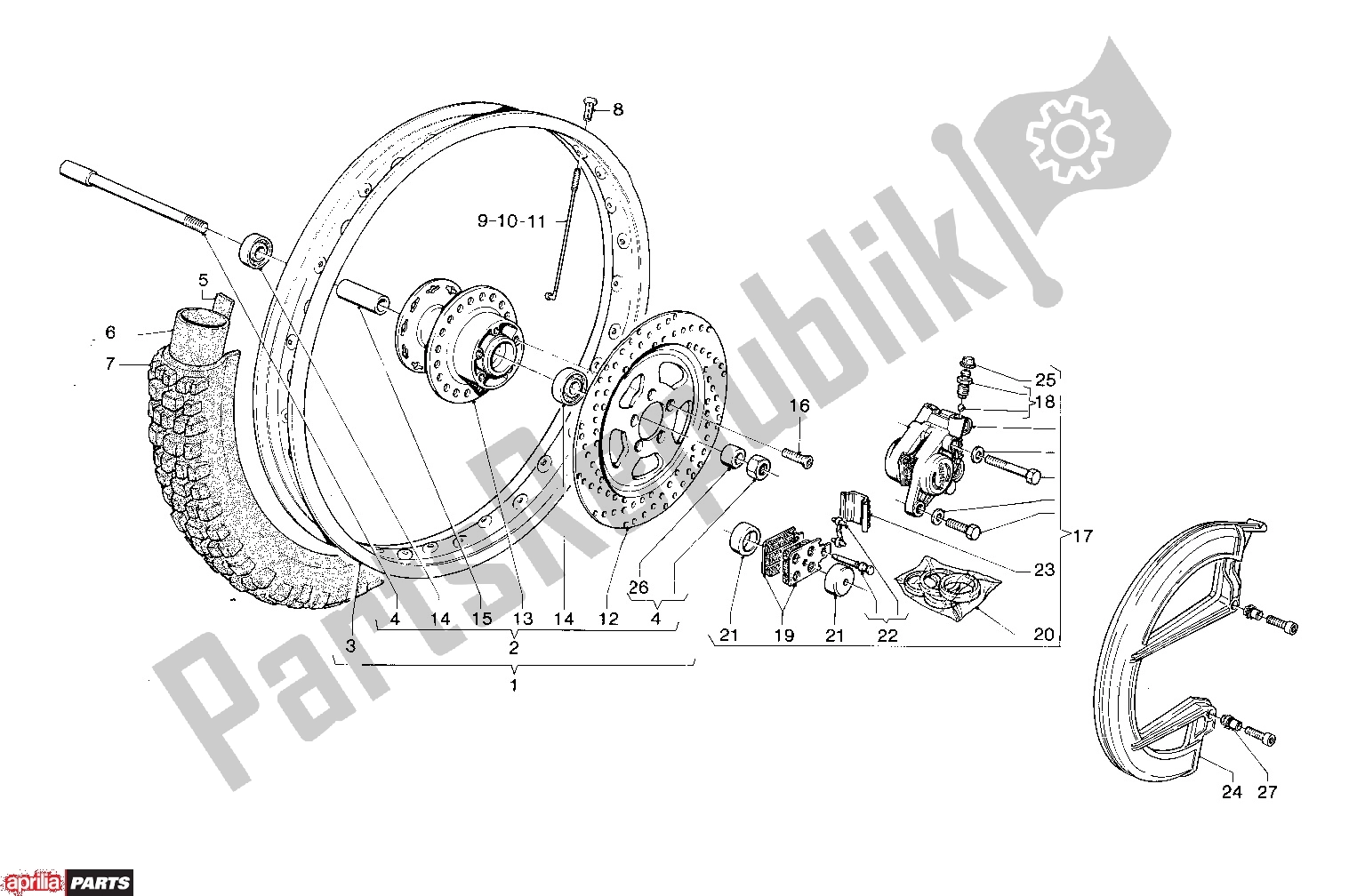 Todas as partes de Front Wheel do Aprilia ET / Tuareg 208 50 1987