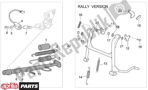 Alle onderdelen voor de Central Stand van de Aprilia ETV Capo Nord-rally 17 1000 2001 - 2003