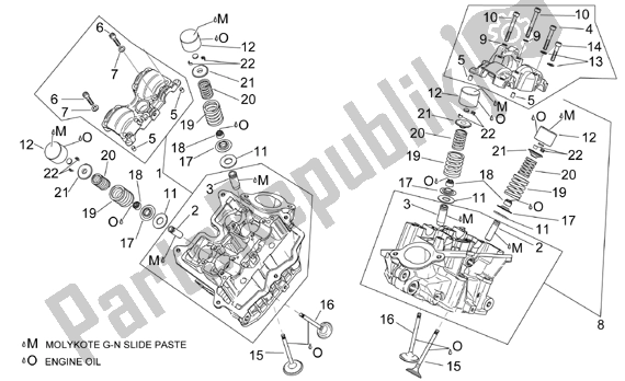 Tutte le parti per il Cylinder Head And Valves del Aprilia ETV Capo Nord-rally 17 1000 2001 - 2003