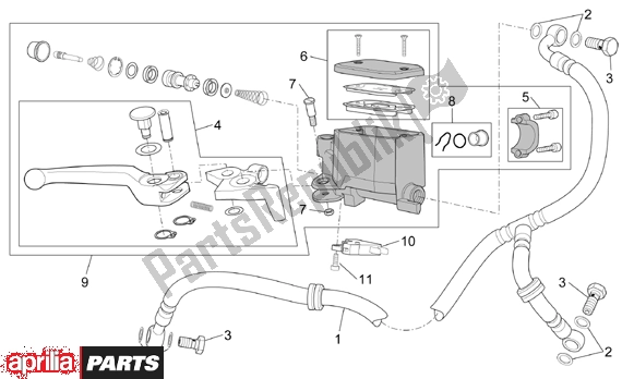 All parts for the Front Brake Pump of the Aprilia ETV Capo Nord-rally 17 1000 2001 - 2003