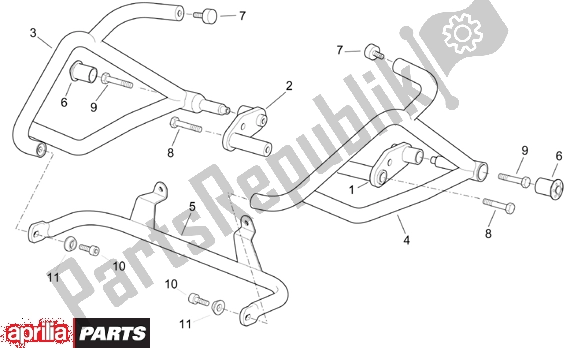 All parts for the Front Protection Rally of the Aprilia ETV Capo Nord-rally 17 1000 2001 - 2003