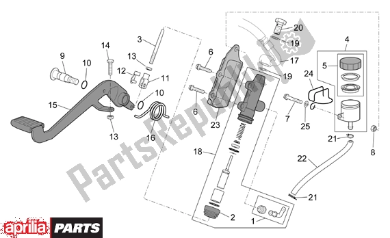All parts for the Rear Brake Pump of the Aprilia ETV Capo Nord-rally 17 1000 2001 - 2003