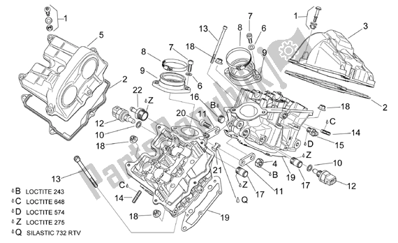 All parts for the Valves Cover of the Aprilia ETV Capo Nord-rally 17 1000 2001 - 2003