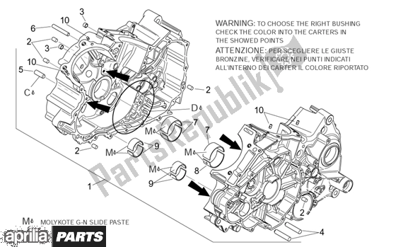 All parts for the Crankcases I of the Aprilia ETV Capo Nord ABS 394 1000 2004 - 2005