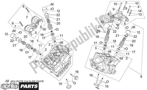 All parts for the Cylinder Head And Valves of the Aprilia ETV Capo Nord ABS 394 1000 2004 - 2005
