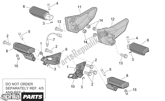 All parts for the Foot Rests of the Aprilia ETV Capo Nord ABS 394 1000 2004 - 2005