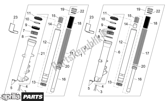 All parts for the Front Fork of the Aprilia ETV Capo Nord ABS 394 1000 2004 - 2005