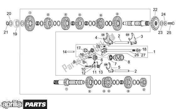 Alle onderdelen voor de Gear Box Selector van de Aprilia ETV Capo Nord ABS 394 1000 2004 - 2005