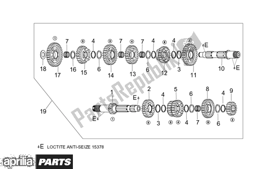 Todas las partes para Gear Box de Aprilia ETV Capo Nord ABS 394 1000 2004 - 2005