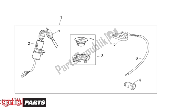 Alle onderdelen voor de Lock Hardware Kit van de Aprilia ETV Capo Nord ABS 394 1000 2004 - 2005