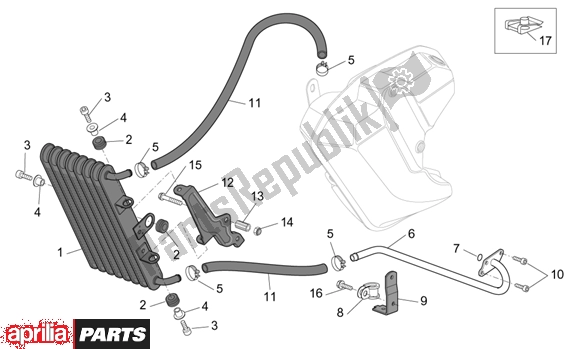 All parts for the Oil Cooler of the Aprilia ETV Capo Nord ABS 394 1000 2004 - 2005