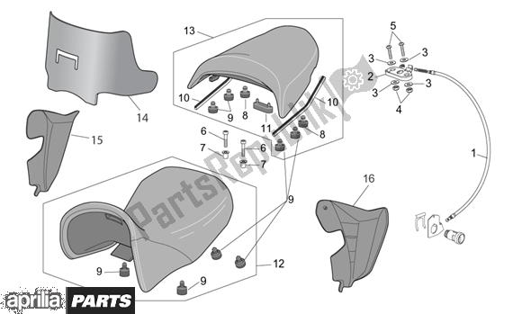 All parts for the Saddle of the Aprilia ETV Capo Nord ABS 394 1000 2004 - 2005