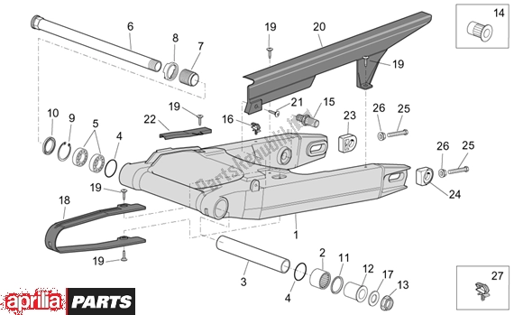 Tutte le parti per il Swing Arm del Aprilia ETV Capo Nord ABS 394 1000 2004 - 2005