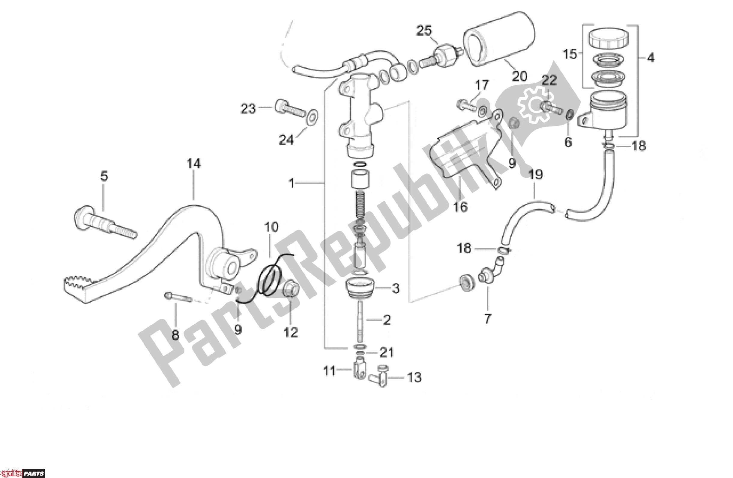 Wszystkie części do Achter Rempomp Aprilia ETX / RX 108 125 1999 - 2001