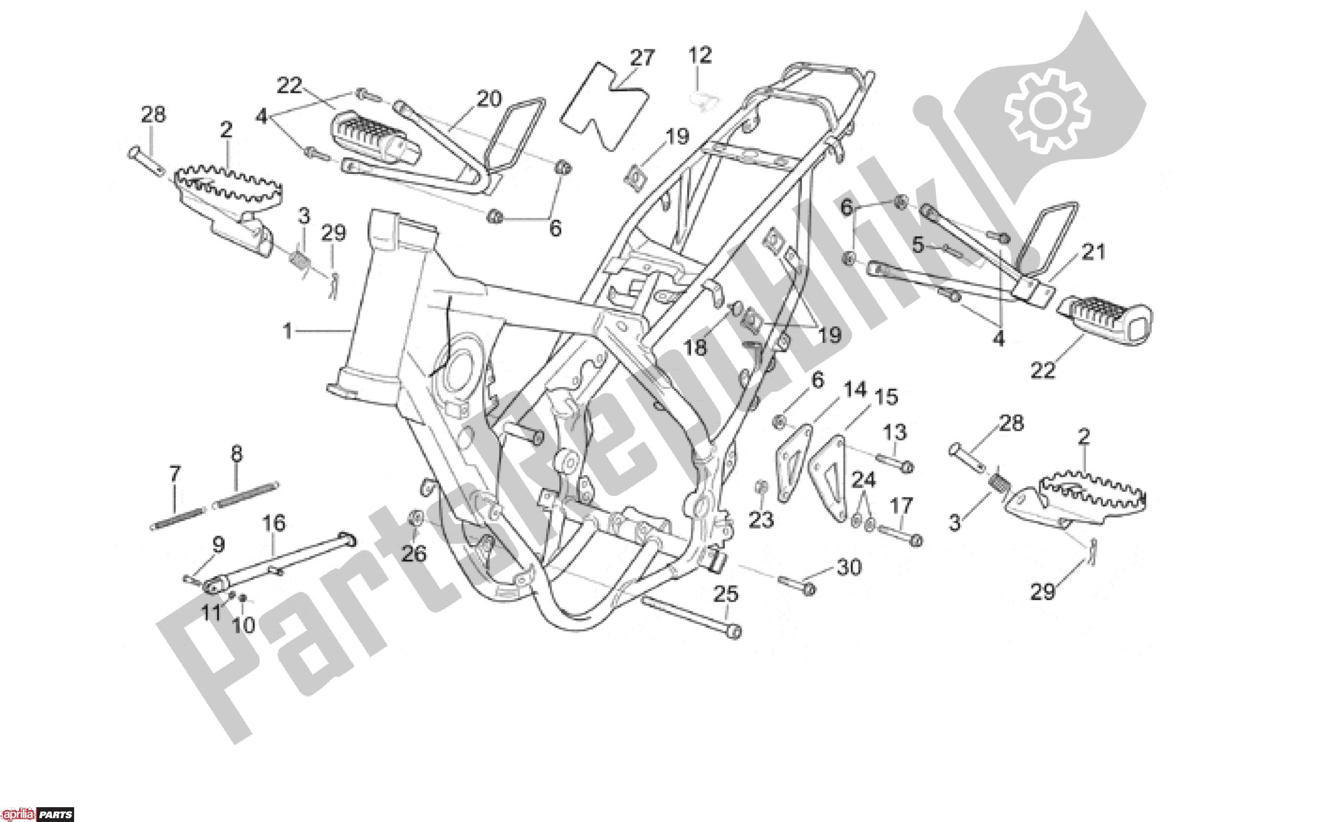 All parts for the Frame of the Aprilia ETX / RX 108 125 1999 - 2001