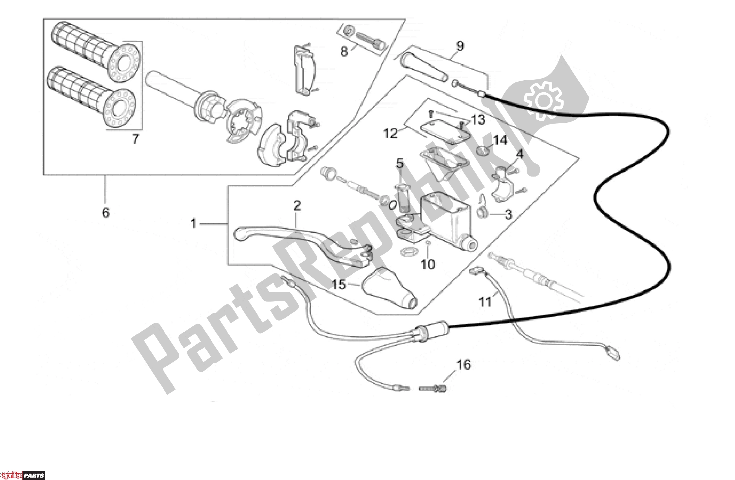 Todas as partes de Rempomp do Aprilia ETX / RX 108 125 1999 - 2001