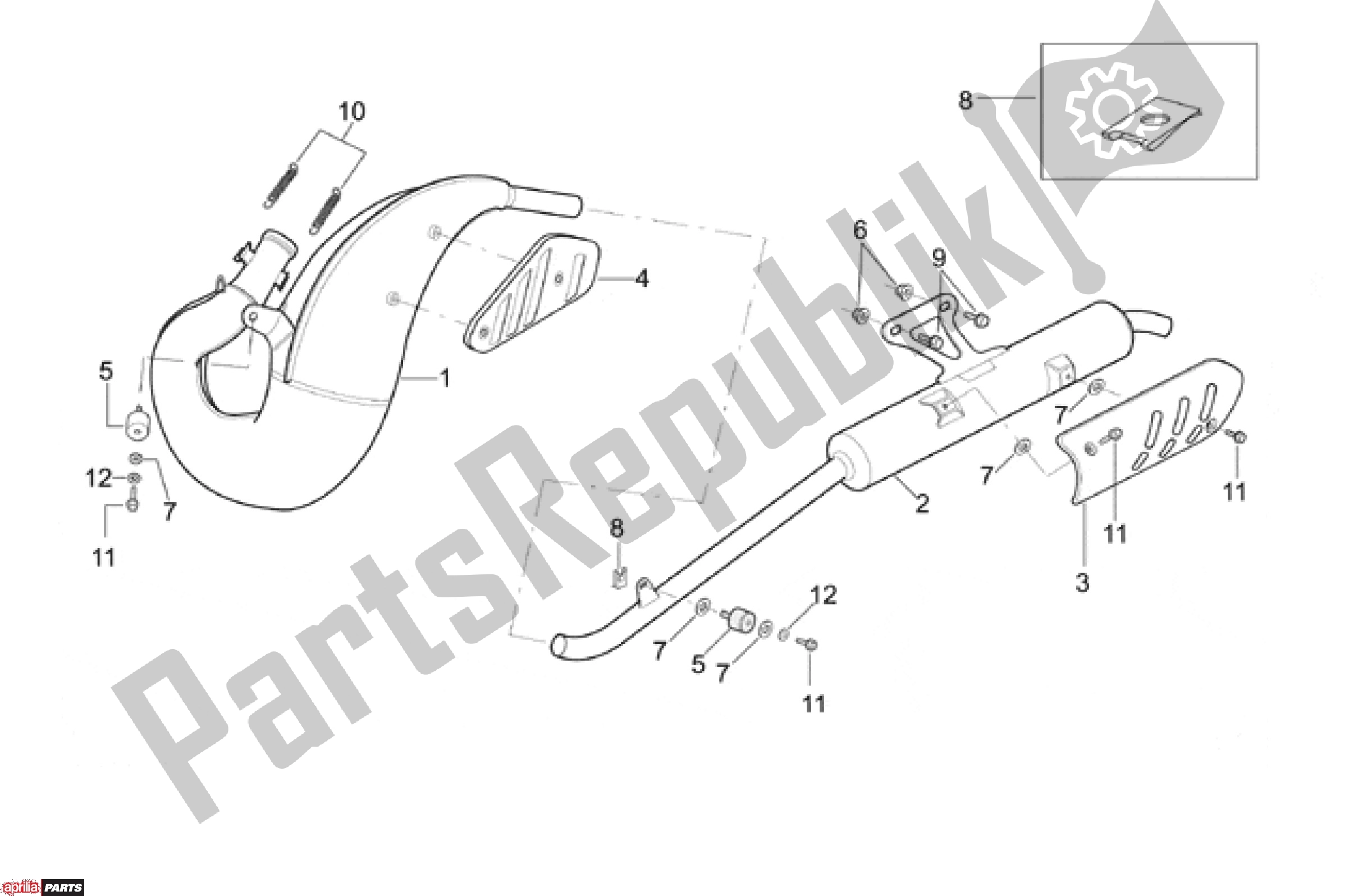 Todas as partes de Escape do Aprilia ETX / RX 108 125 1999 - 2001