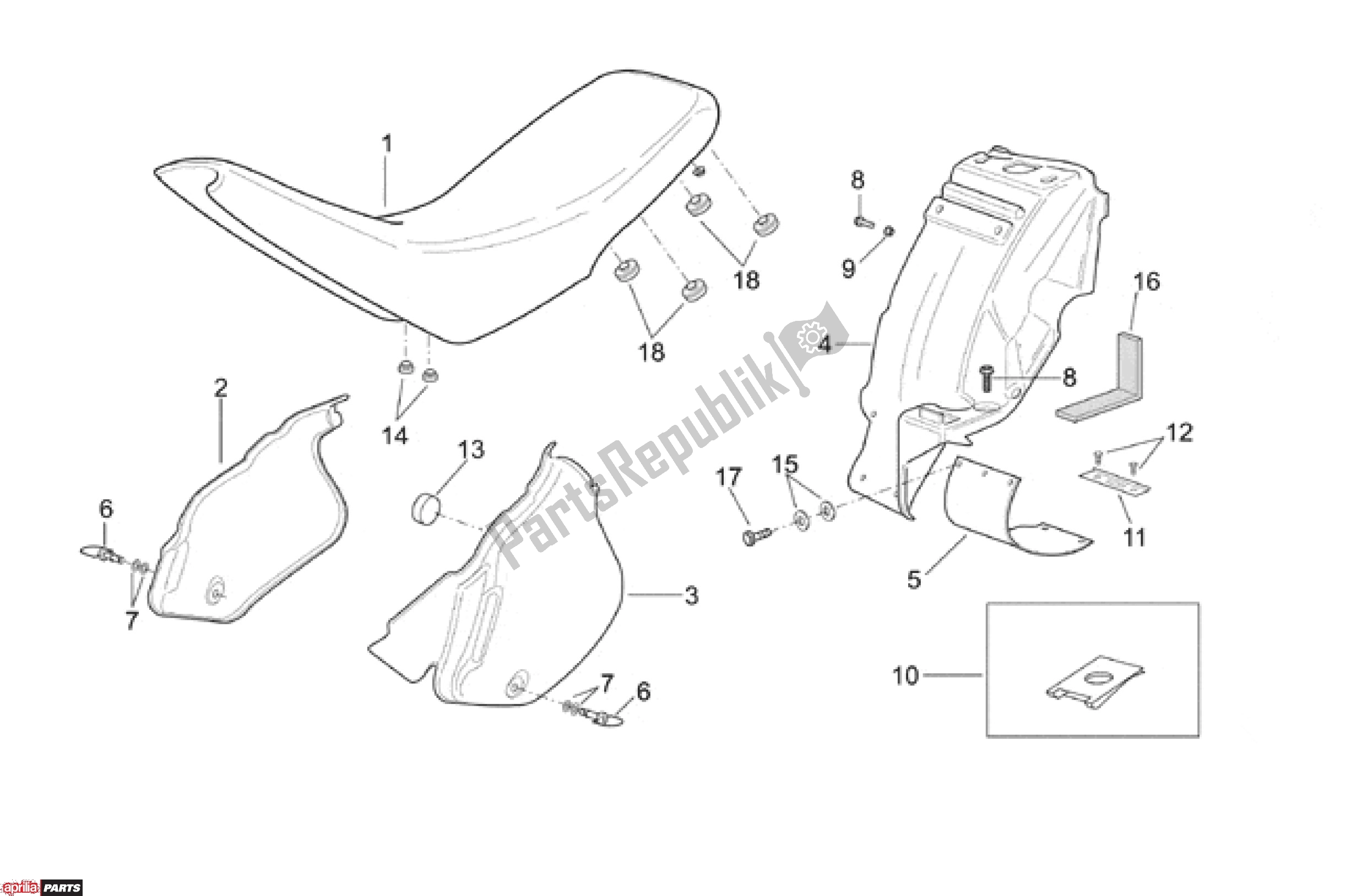 Tutte le parti per il Sella del Aprilia ETX / RX 108 125 1999 - 2001