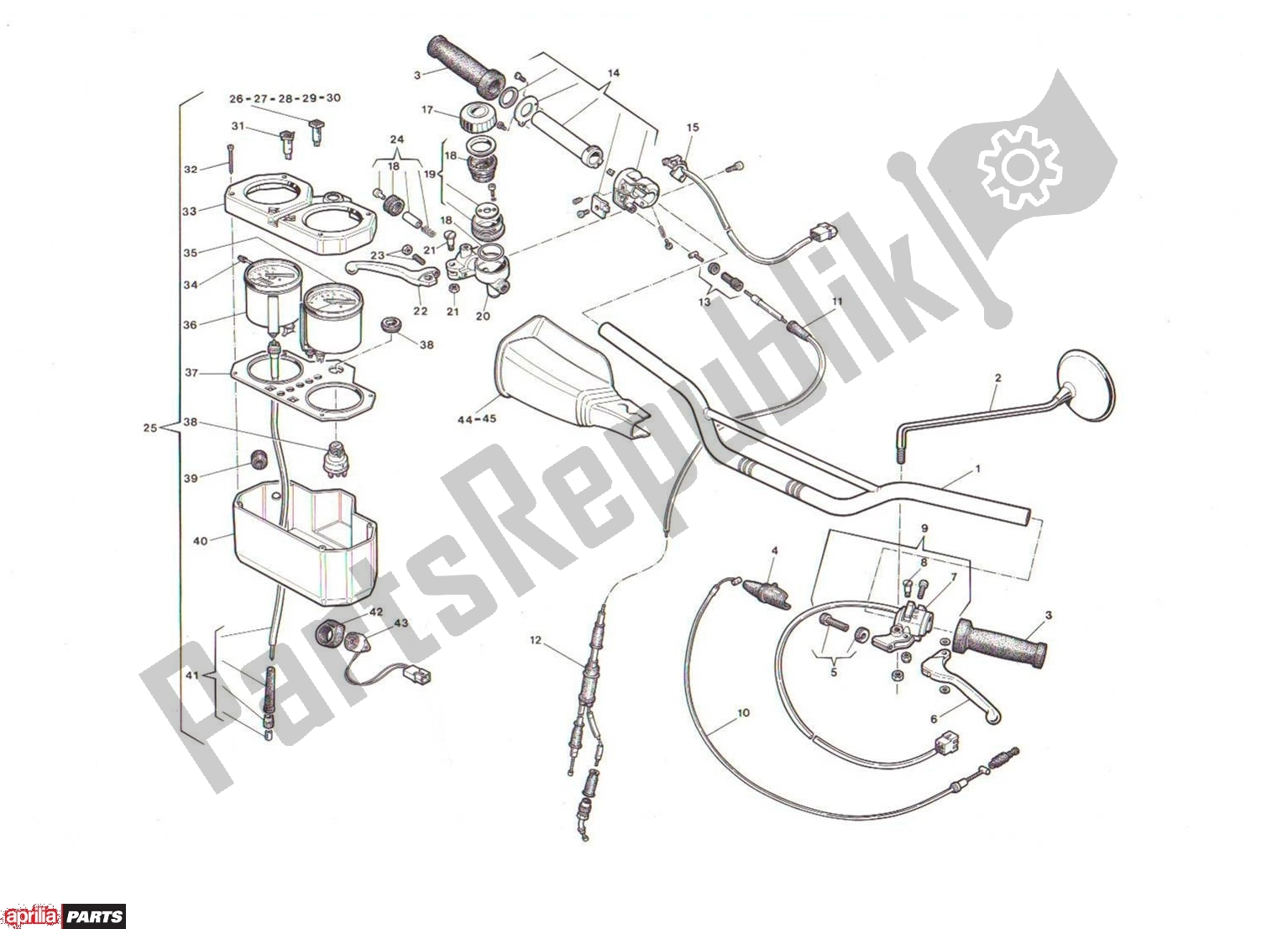 All parts for the Handle Bars of the Aprilia ETX 84 125 1980 - 1995