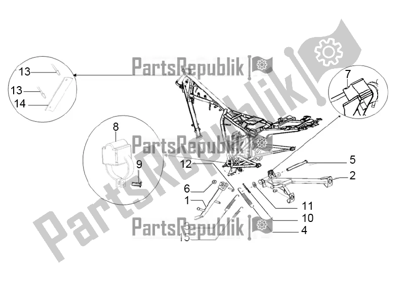 All parts for the Center Stand And Side Stand of the Aprilia ETX 150 2016