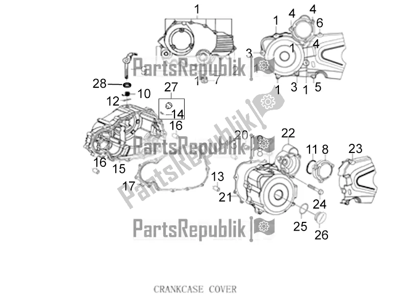 All parts for the Crankcase Cover of the Aprilia ETX 150 2016