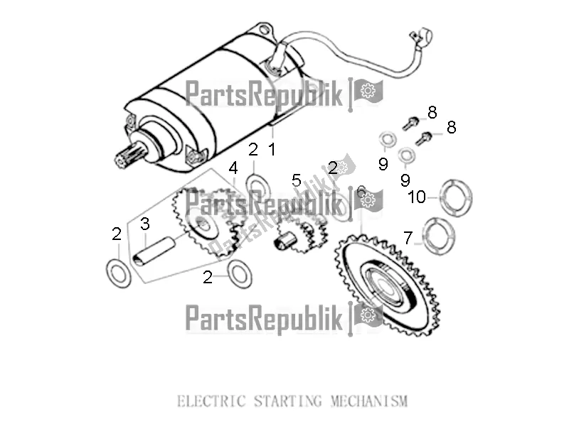 Alle onderdelen voor de Elektrisch Startmechanisme van de Aprilia ETX 150 2016