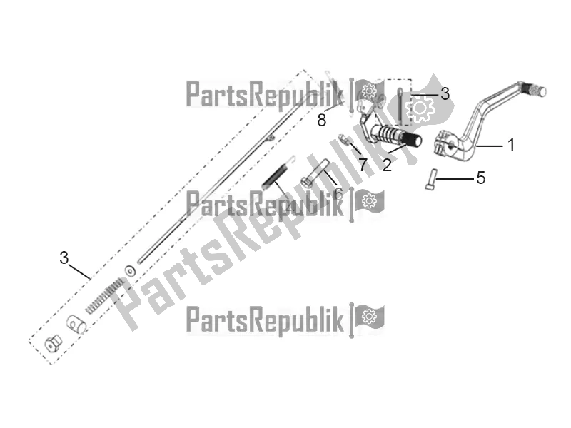 All parts for the Rear Brake Pedal Assembly of the Aprilia ETX 150 2016