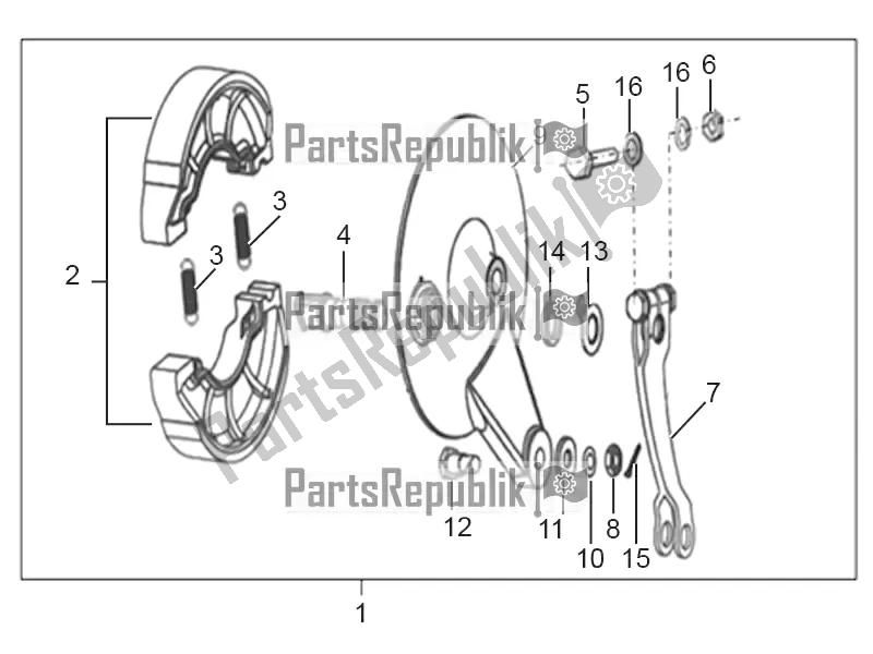 All parts for the Rear Brake Assembly of the Aprilia ETX 150 2017