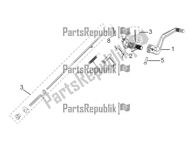 All parts for the Rear Brake Pedal Assembly of the Aprilia ETX 150 2017