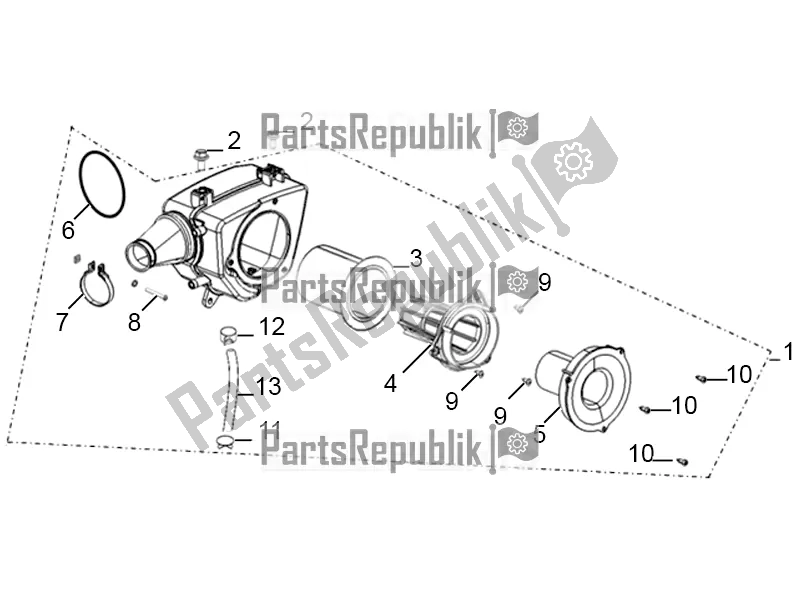 All parts for the Air Cleaner Assembly of the Aprilia ETX 150 2018