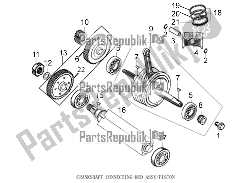 All parts for the Crankshaft Connecting-rod Assy/piston of the Aprilia ETX 150 2018