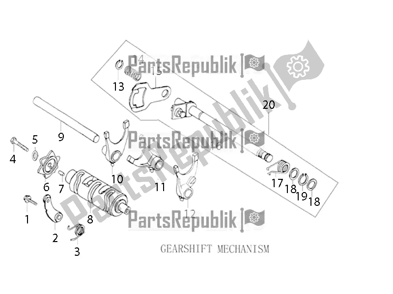 All parts for the Gearshift Mechanism of the Aprilia ETX 150 2018
