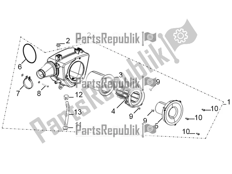 All parts for the Air Cleaner Assembly of the Aprilia ETX 150 2019
