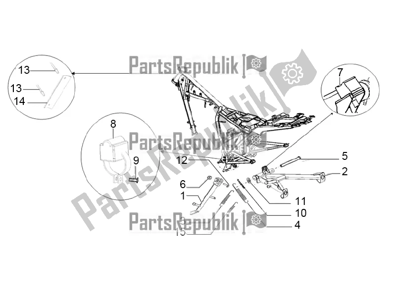 All parts for the Center Stand And Side Stand of the Aprilia ETX 150 2019