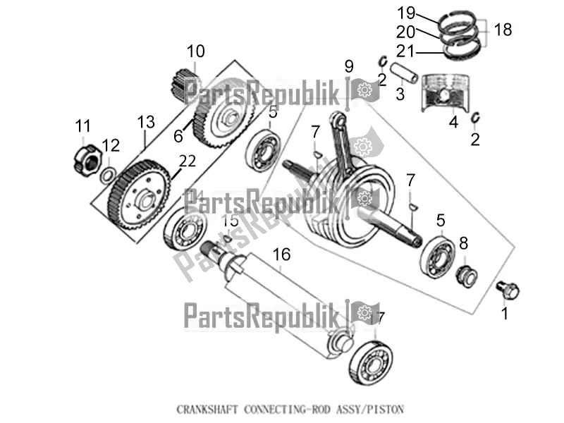 All parts for the Crankshaft Connecting-rod Assy/piston of the Aprilia ETX 150 2019
