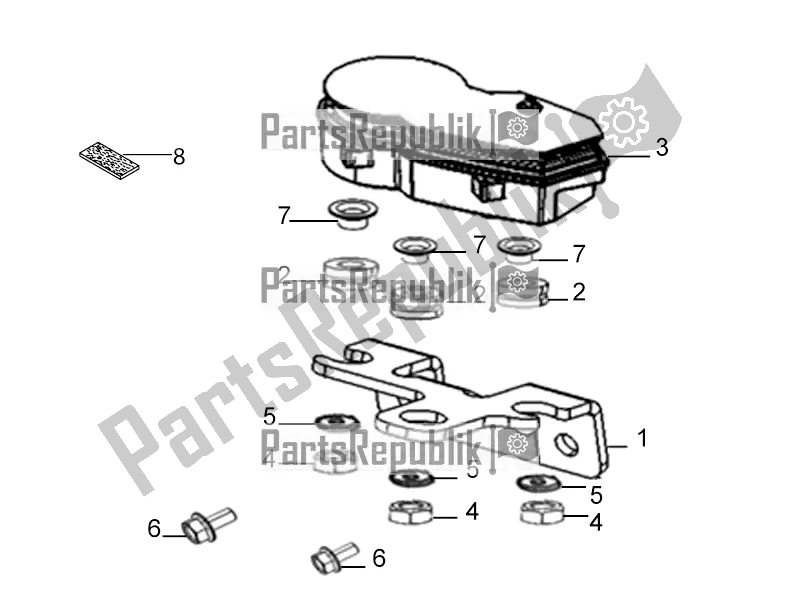 All parts for the Dashboard Assembly of the Aprilia ETX 150 2019