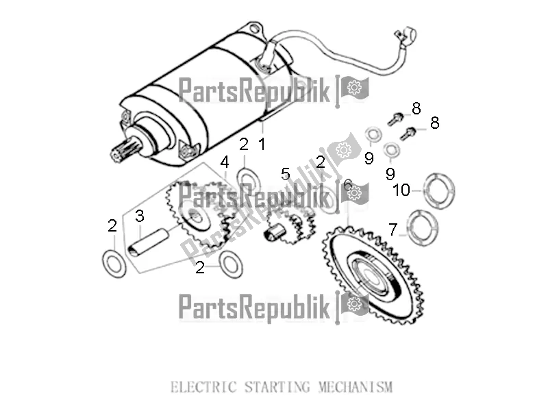 All parts for the Electric Starting Mechanism of the Aprilia ETX 150 2019