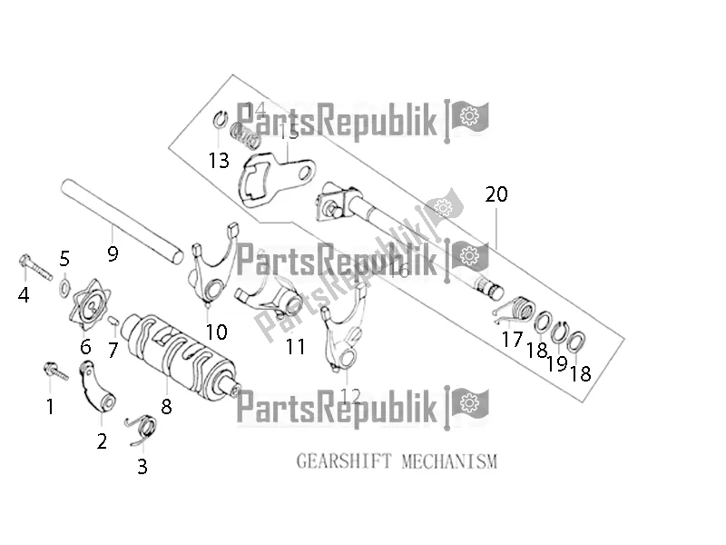 All parts for the Gearshift Mechanism of the Aprilia ETX 150 2019