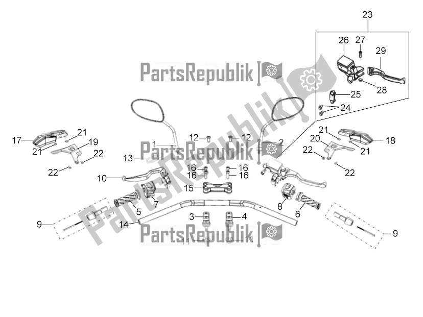 All parts for the Handlebar Assembly of the Aprilia ETX 150 2019