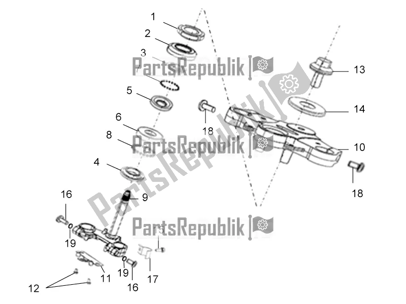 All parts for the Steering Stem Assembly of the Aprilia ETX 150 2019