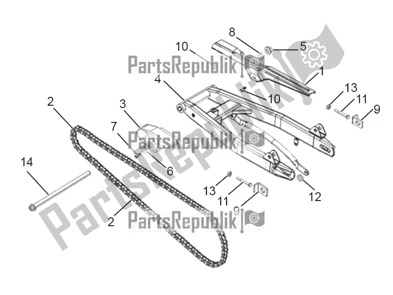 All parts for the Swing Arm of the Aprilia ETX 150 2019