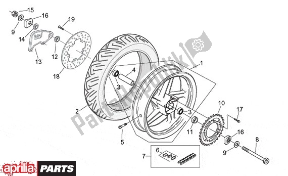 All parts for the Rear Wheel of the Aprilia Europa 315 50 1990
