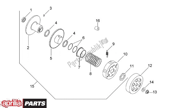 All parts for the Clutch of the Aprilia Gulliver 510 50 1995 - 1998