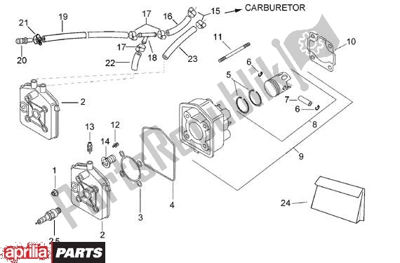 All parts for the Cylinder of the Aprilia Gulliver LC 513 50 1996 - 1998