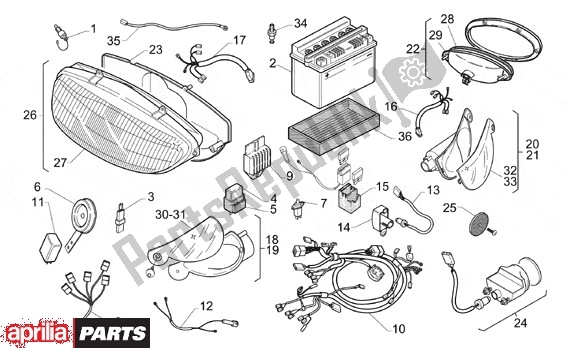 Todas as partes de Elektrische Installatie do Aprilia Gulliver LC 513 50 1996 - 1998