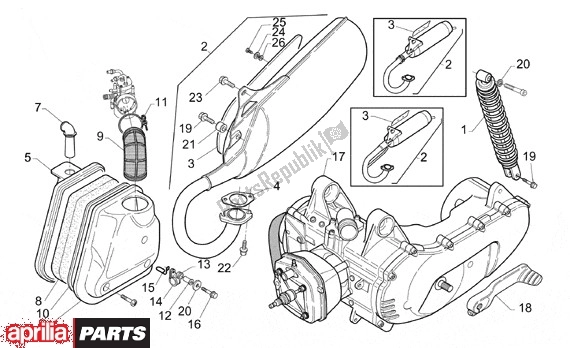 Alle onderdelen voor de Motor van de Aprilia Gulliver LC 513 50 1996 - 1998