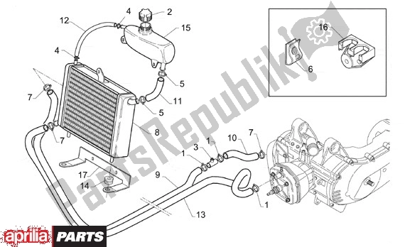 All parts for the Radiator of the Aprilia Gulliver LC 513 50 1996 - 1998