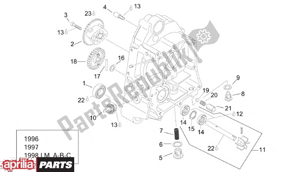 All parts for the Behuizinghelft Rechts 1996 1998 I of the Aprilia Leonardo 125-150 650 1996 - 1998