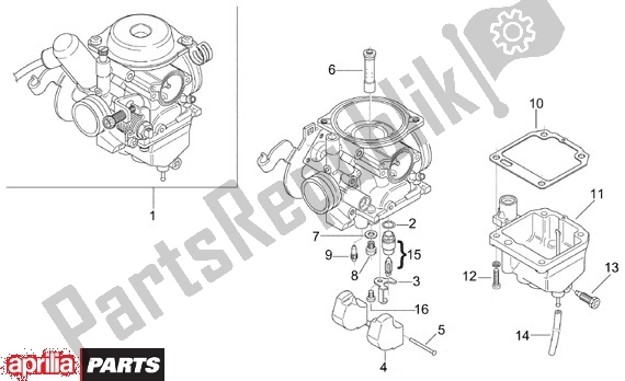 Todas as partes de Carburateurcomponenten Ii do Aprilia Leonardo 125-150 650 1996 - 1998